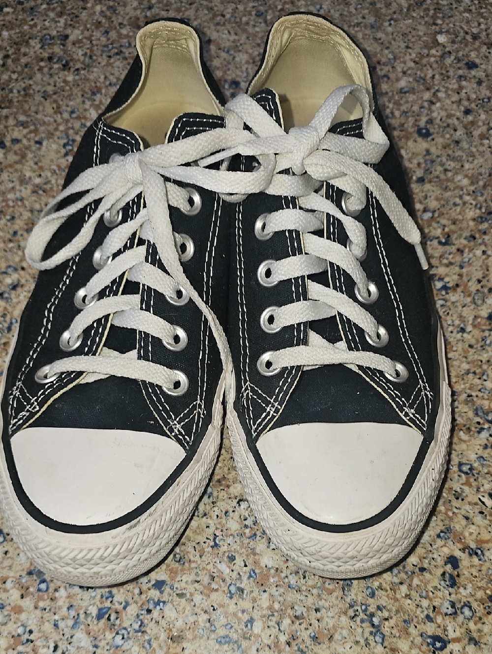 Converse Black Low-Top Canvas Sneakers with White Laces Size 8W/6M